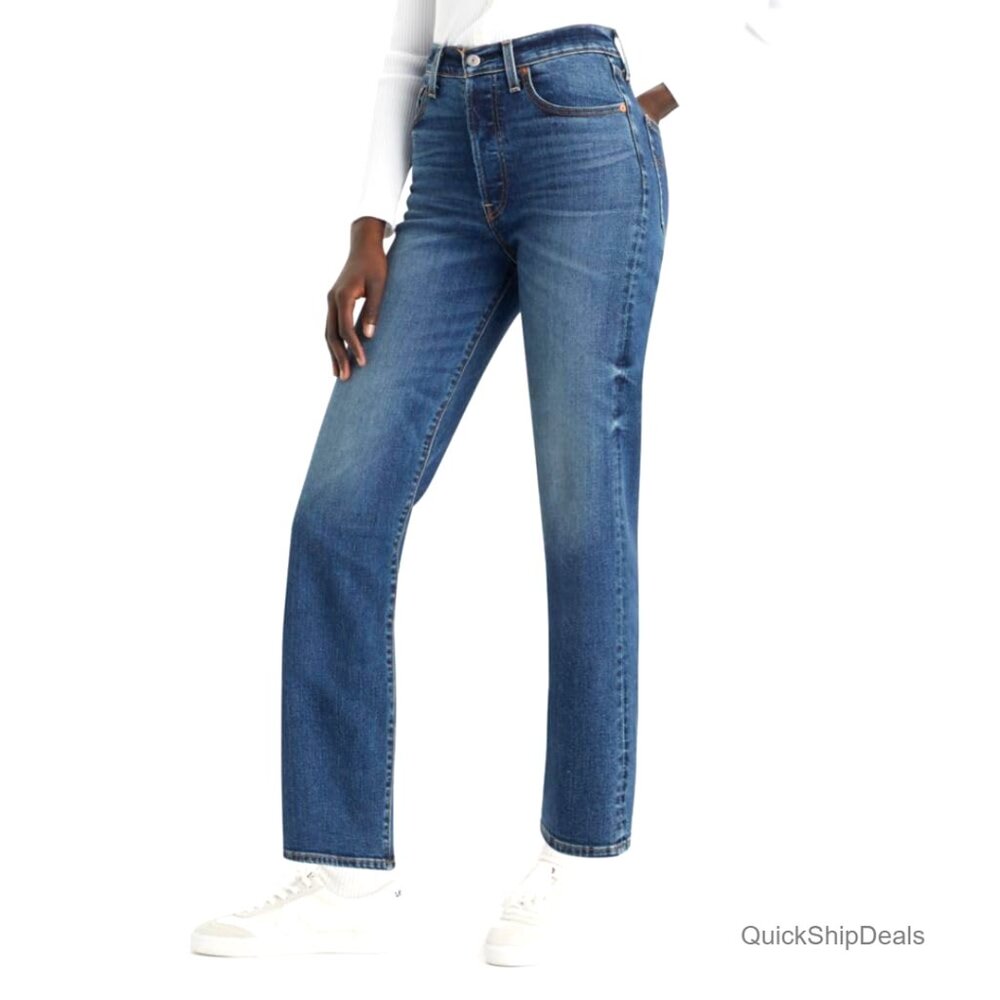 High Rise Straight Leg Ankle Jeans, Vintage Fit, Button Fly, 12.125' Rise